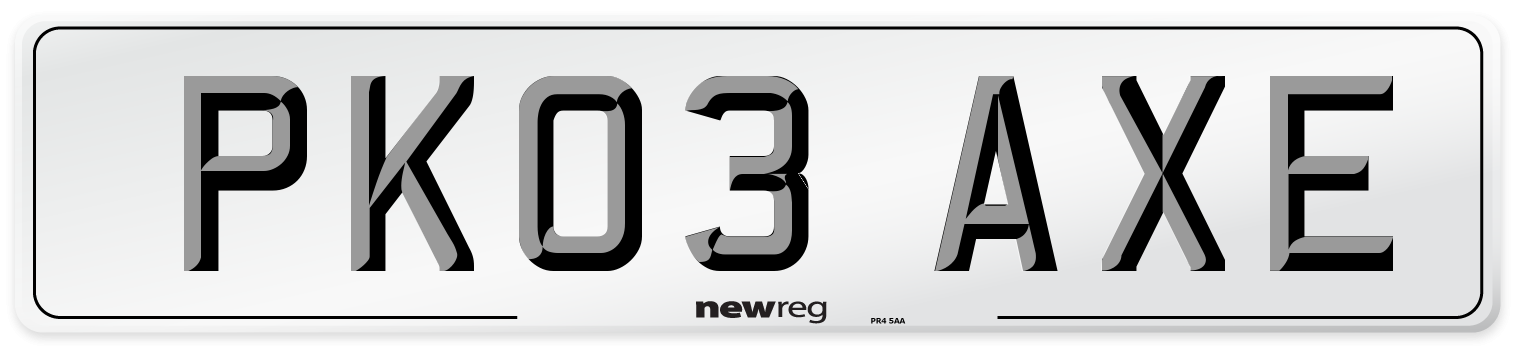 PK03 AXE Number Plate from New Reg